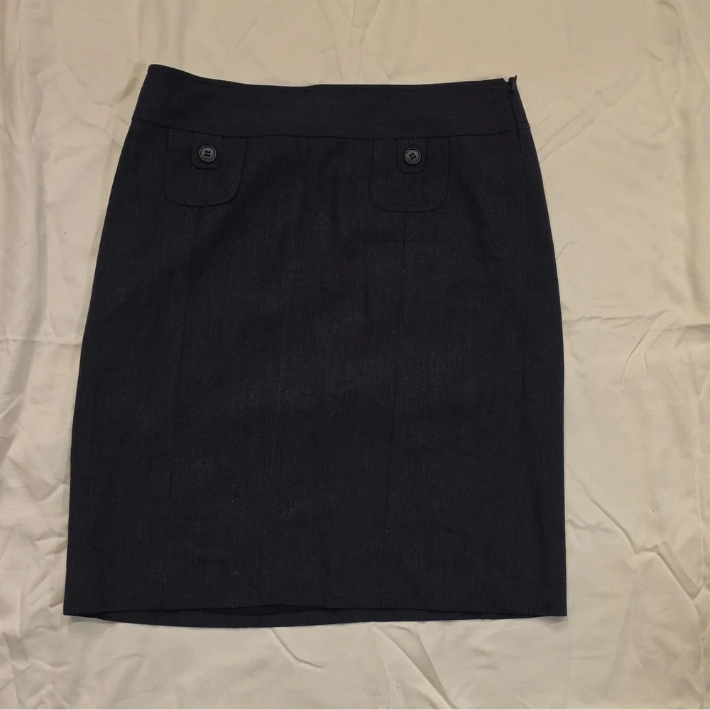 Ann Taylor LOFT Women's Black Solid Pencil Skirt Size 6 Knee Length Zip #106